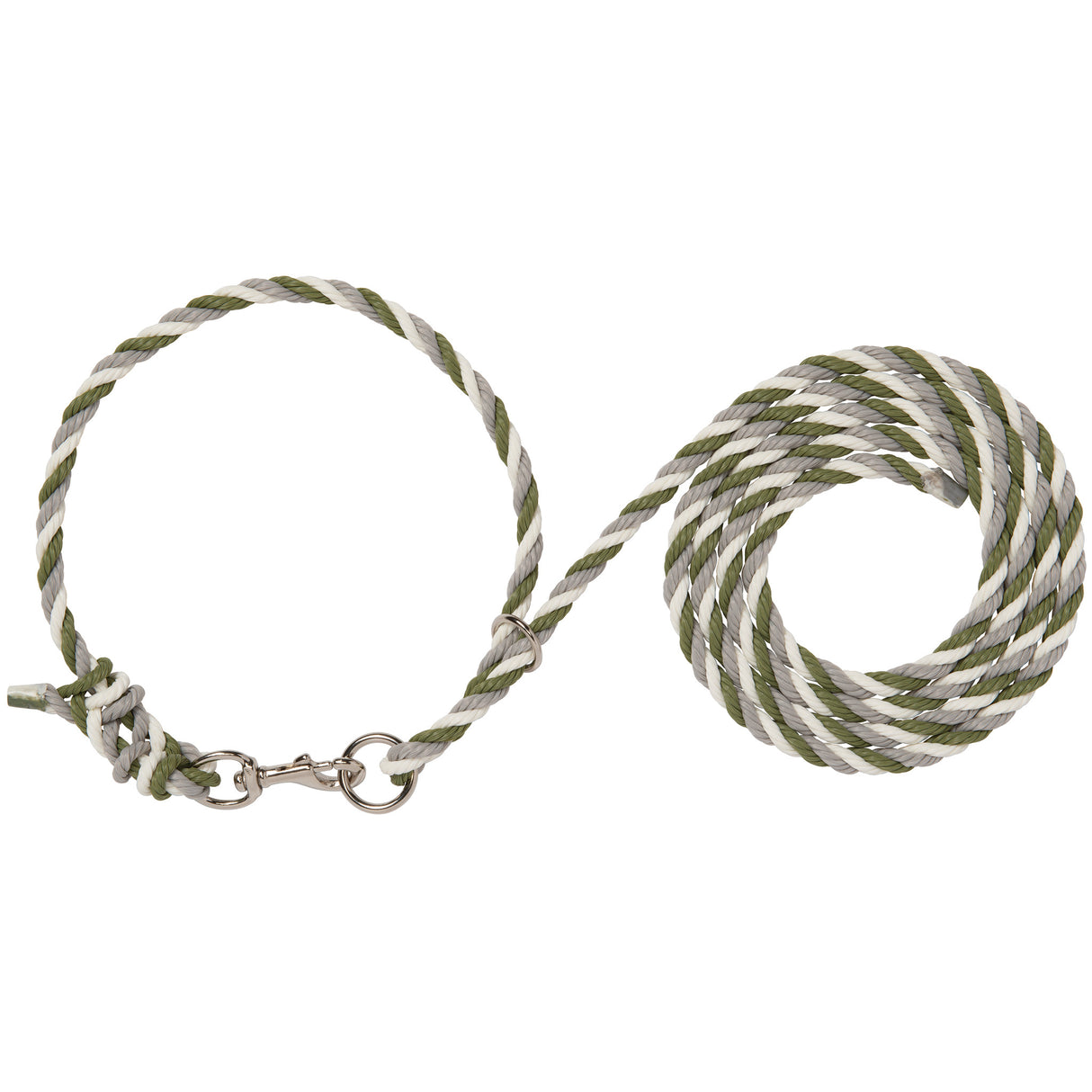 Livestock Adjustable Poly Neck Rope, White/Hunter Green/Gray