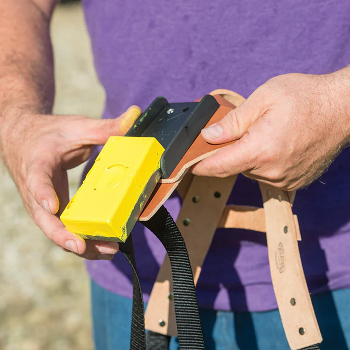 Leather Marking Harness in use