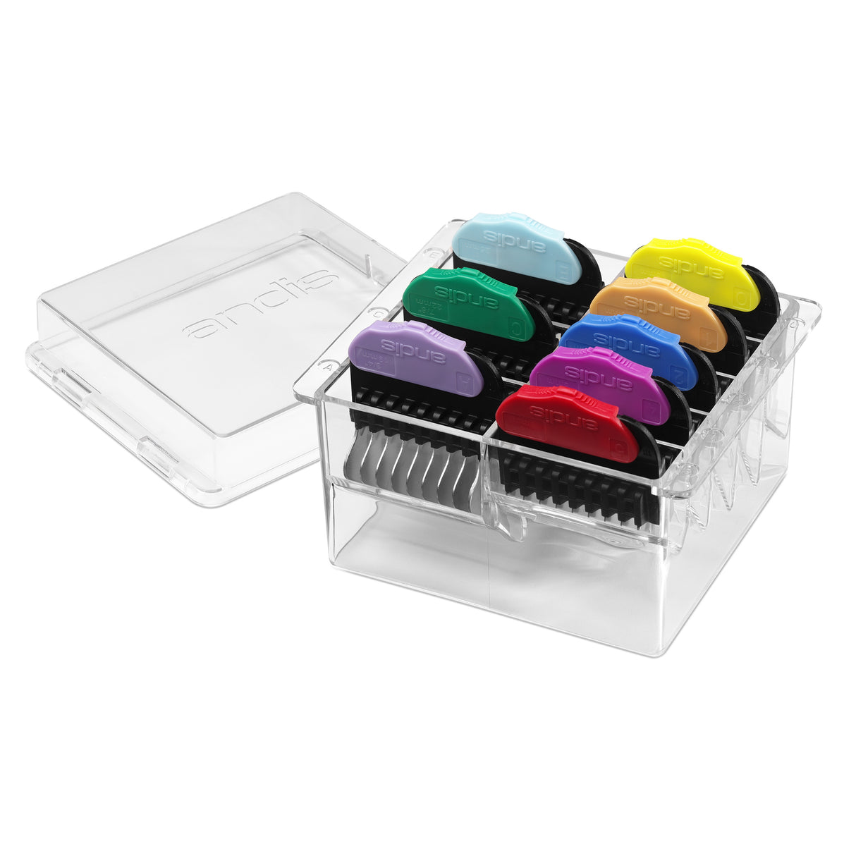 Andis® Universal Stainless Steel 8-Piece Clipper Guard Set in case