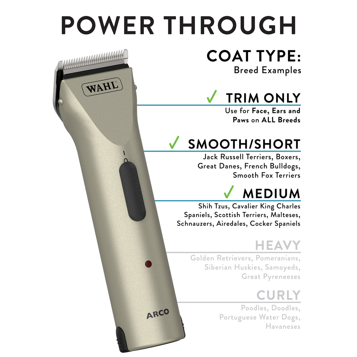 Wahl® Arco® SE Cordless Clipper, Silver Coat Type