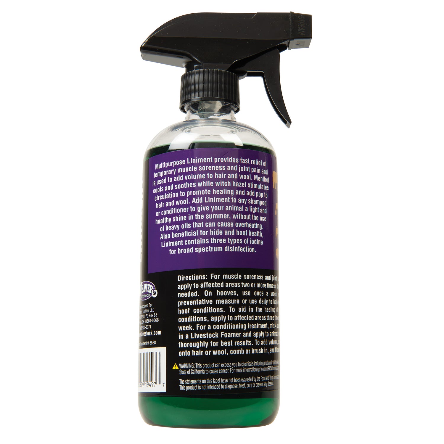 Liniment, 16 oz., back 2