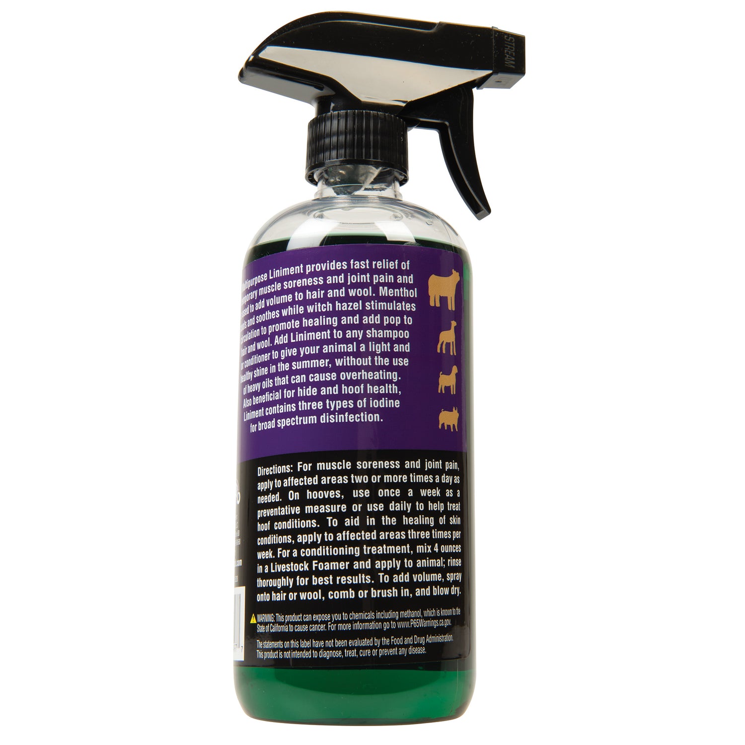 Liniment, 16 oz., back