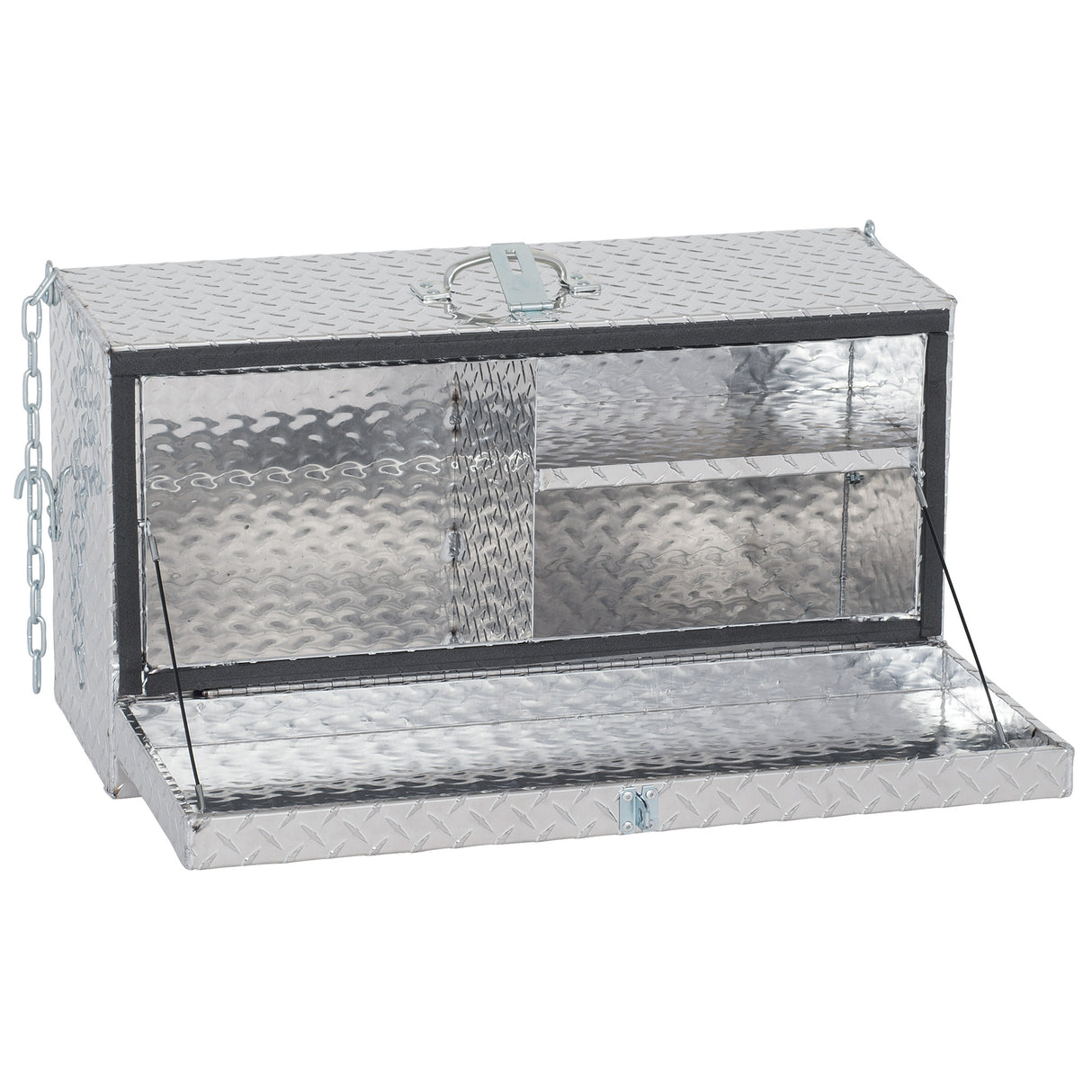 Mini Deep Hanging Showbox, Aluminum Treadplate inside