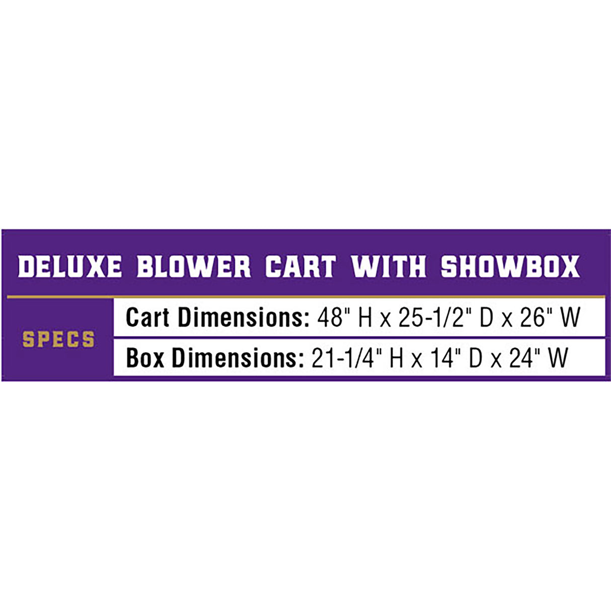 Deluxe Blower Cart Only Specs