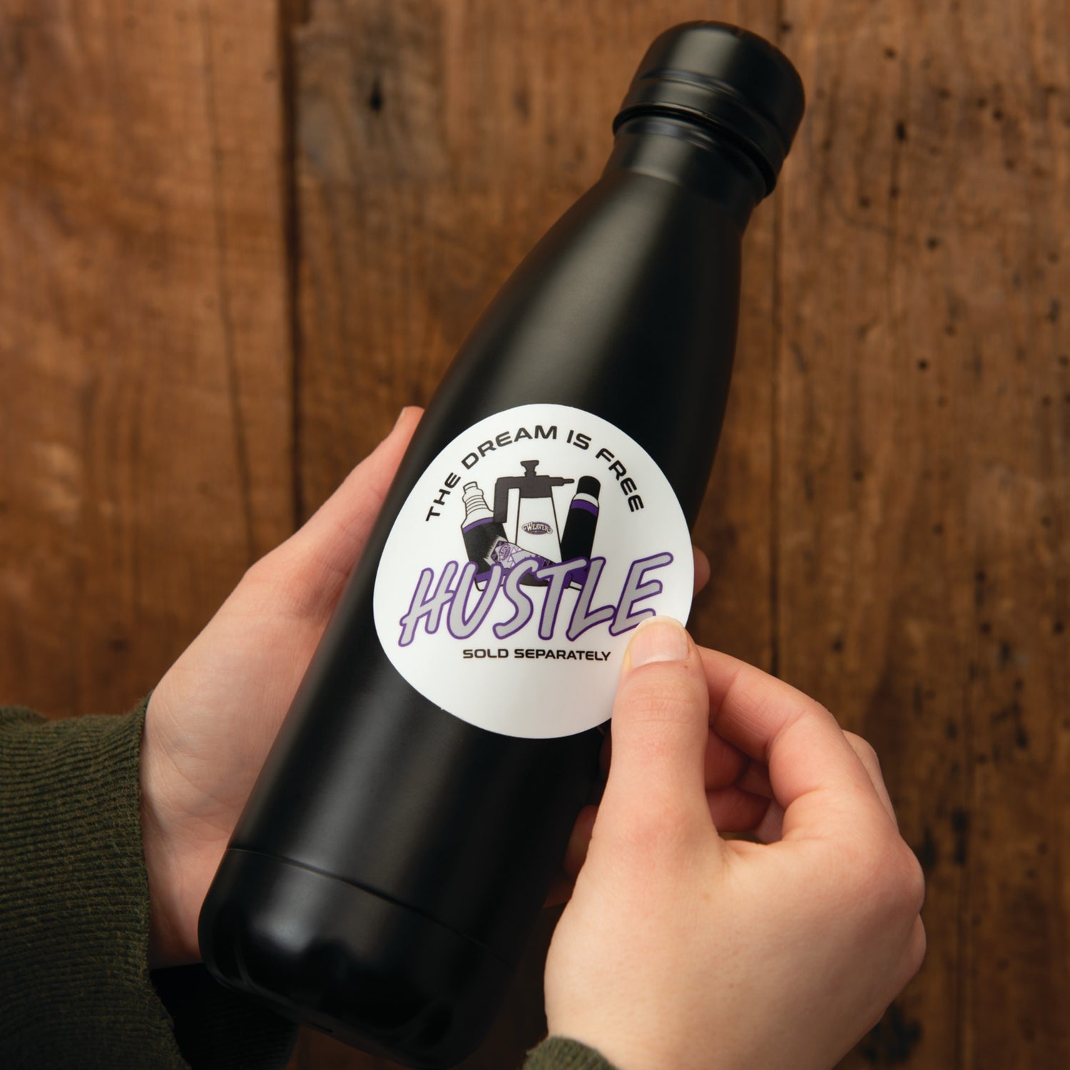 Hustle Sticker in use
