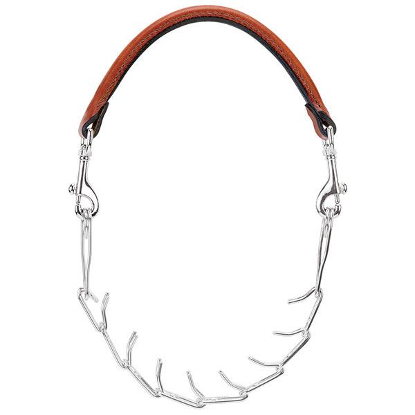 Leather and Pronged Chain Goat Collar, 24"