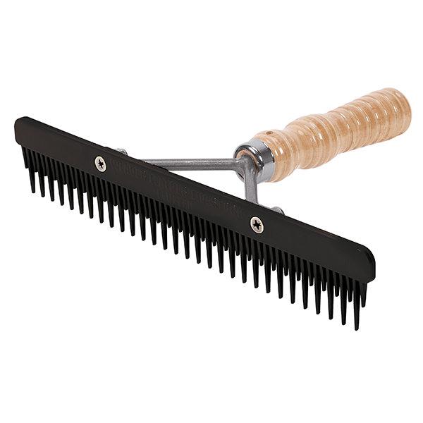 Plastic Fluffer Comb, Wood Handle, Black