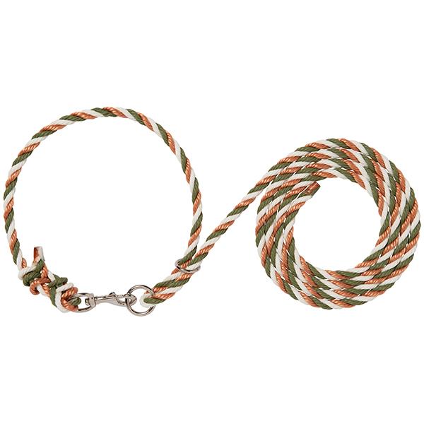 Livestock Adjustable Poly Neck Rope, Copper/HunterGreen/White