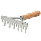 Mini Fluffer Comb, Wood Handle, Stainless Steel Blade