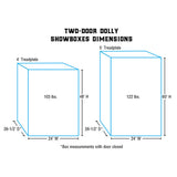 5' Dolly Two-Door Dolly Showbox, Aluminum dimensions