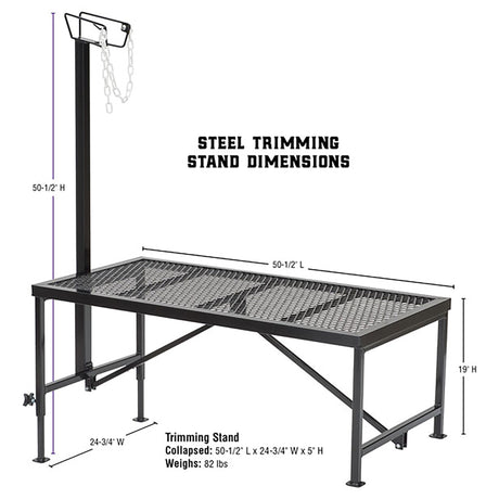 Steel Trimming Stand with Straight Wire Form Headpiece Dimensions