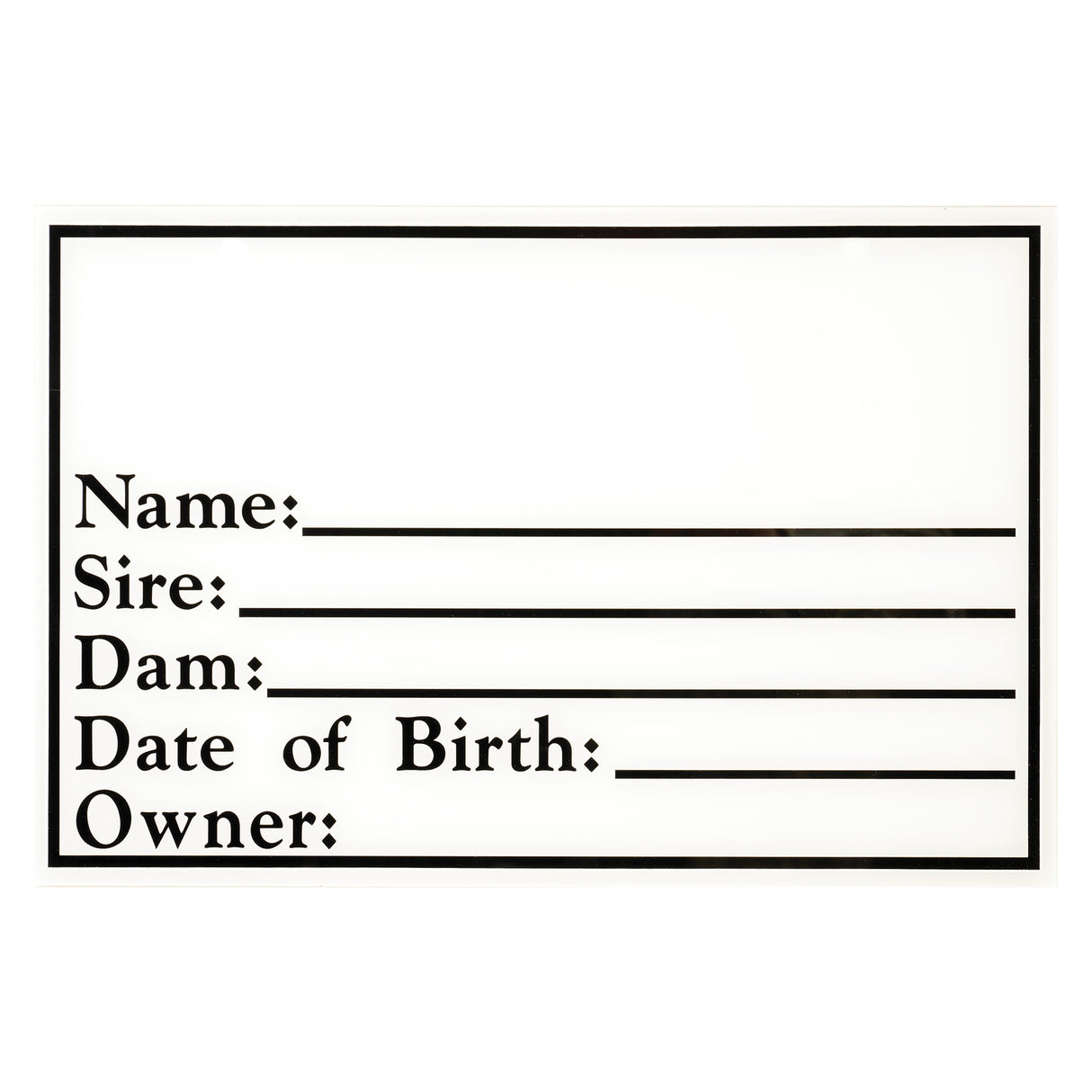 Dry Erase Pedigree Sign