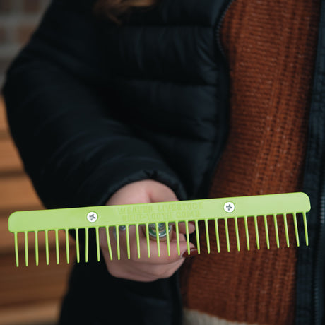 Plastic Skip Tooth Comb with Wood Handle
