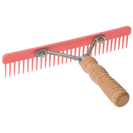 Plastic Skip Tooth Comb with Wood Handle