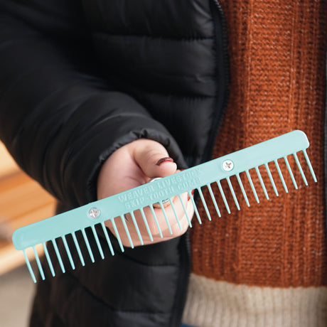 Plastic Skip Tooth Comb with Wood Handle