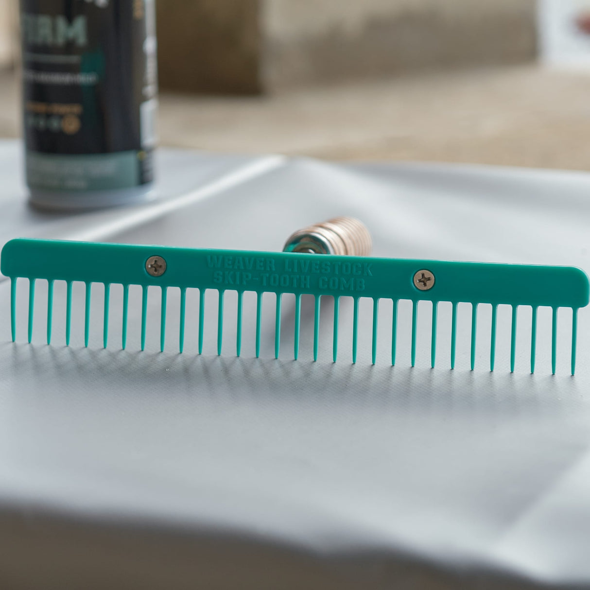 Plastic Skip Tooth Comb with Wood Handle