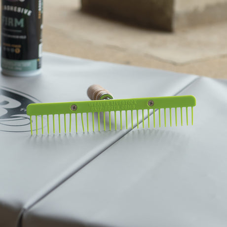 Plastic Skip Tooth Comb with Wood Handle