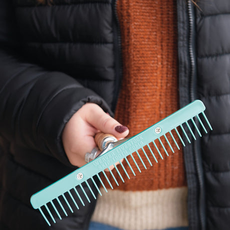 Plastic Skip Tooth Comb with Wood Handle