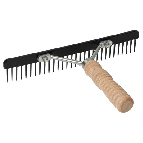 Plastic Skip Tooth Comb with Wood Handle