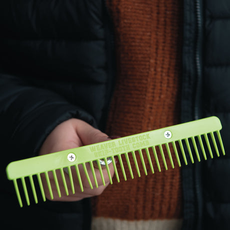 Plastic Skip Tooth Comb with Wood Handle