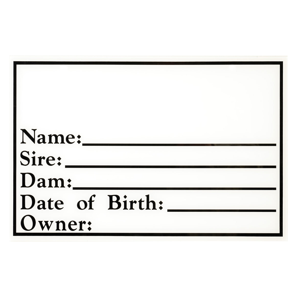 Dry Erase Pedigree Sign