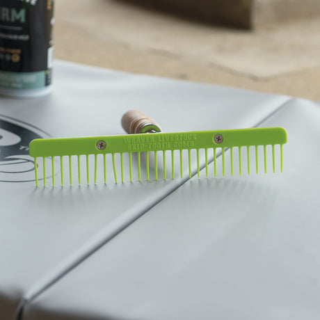 Plastic Skip Tooth Comb with Wood Handle