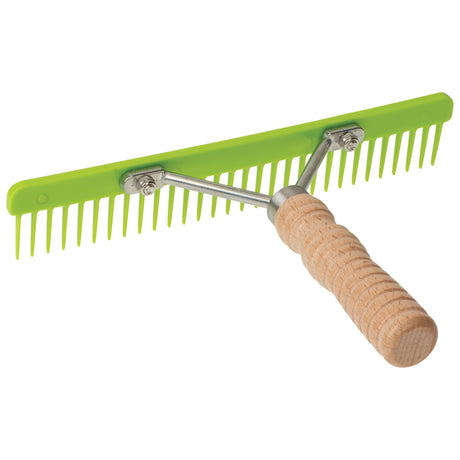 Plastic Skip Tooth Comb with Wood Handle