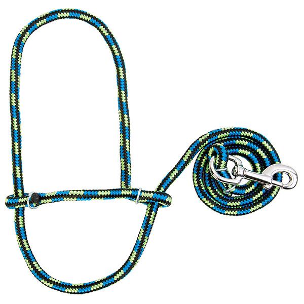 Poly Rope Sheep Halter with Snap, Black/Hurricane Blue/Lime Zest