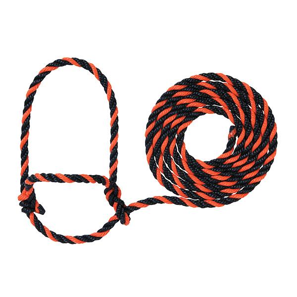 Rope Halter, Cow, Black/Orange