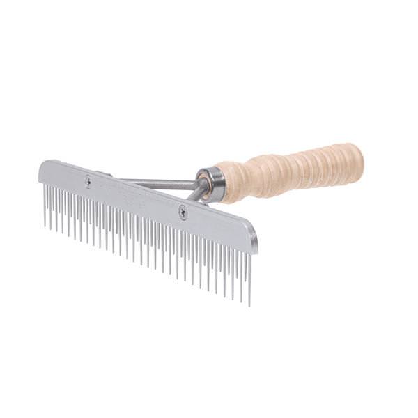 Stainless Steel Fluffer Comb, Wood Handle
