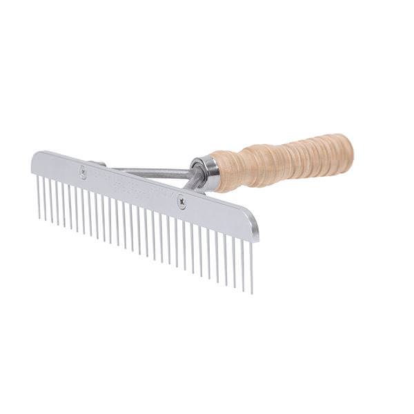 Stainless Steel Skip Tooth Comb with Wood Handle