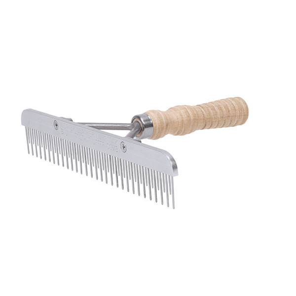 Stainless Steel Blunt Tooth Fluffer Comb with Wood Handle