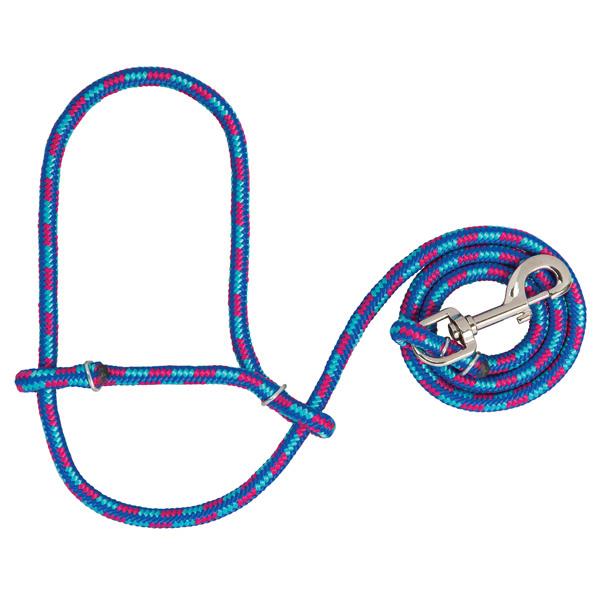 Poly Rope Sheep Halter with Snap, Hurricane Blue/Royal Blue/Rose