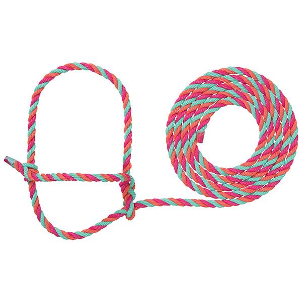 Cattle Rope Halter, Hot Pink/Coral/Mint