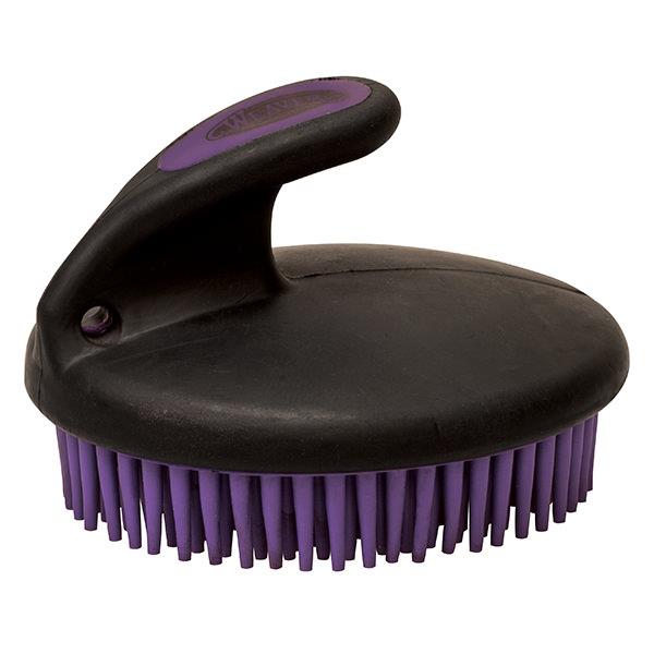 Palm-Held Fine Curry with Small Rubber Bristles, Purple/Black