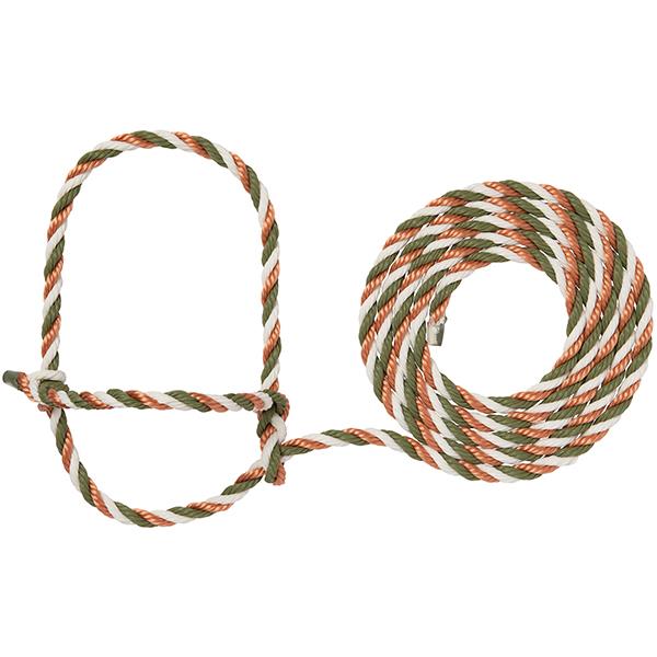 Cattle Rope Halter, Copper/Hunter Green/White