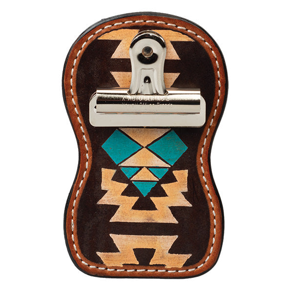 Show Number Holder with Clip, Turquoise Cross Aztec